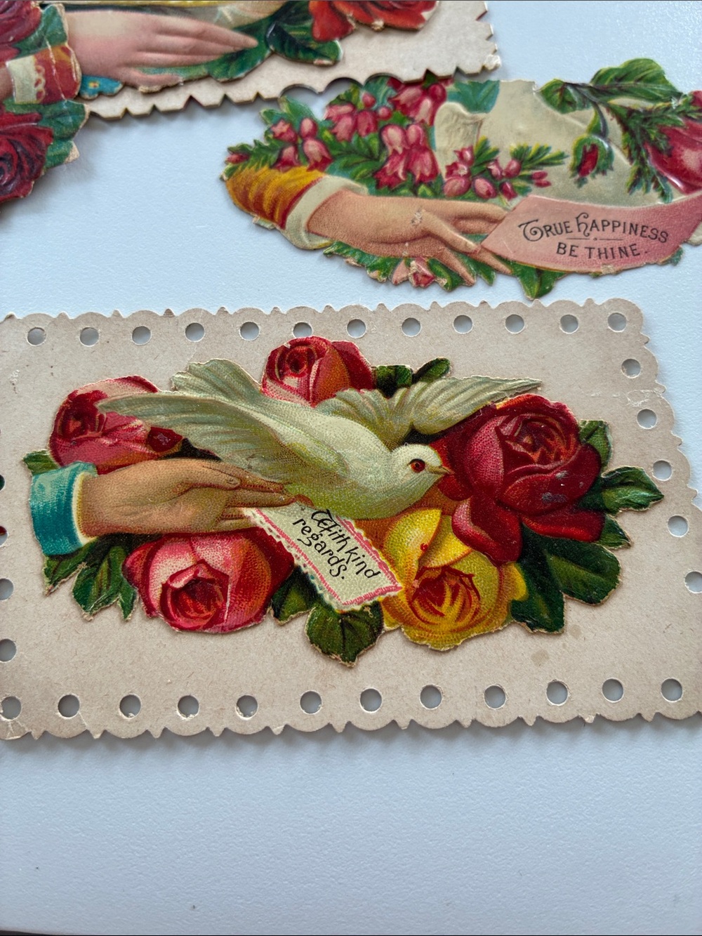Antique Floral Ephemera with Red, Pink, Yellow and Green Accents - Picture 2 of 6